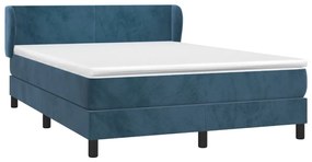 vidaXL Κρεβάτι Boxspring με Στρώμα Σκούρο Μπλε 140x200 εκ. Βελούδινο