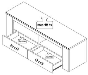 Έπιπλο TV Kent 150 Γκρί Δρύς - Λευκός Δρύς 151x43x49 εκ. 151x43x49 εκ.