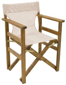 Director&#039;s armchair frame Retto solid beech walnut-PVC beige-white 61x51x86 εκ.