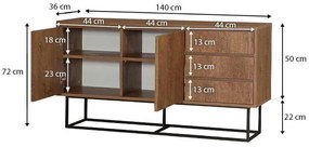 Μπουφές Amedeo Megapap από μελαμίνη χρώμα καρυδί 140x36x72εκ.