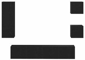 vidaXL Σετ Τηλεοπτικής Ντούσας 5 pcs Μαύρη δρυς 160 x 30 x 30.5 εκ.