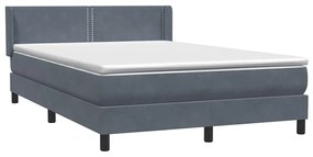 vidaXL Κρεβάτι Boxspring με Στρώμα Σκούρο Γκρι 140x210 εκ. Βελούδινο