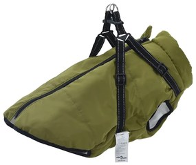 vidaXL παλτό σκύλου με ιμάντα Αδιάβροχο αντανακλαστικό πράσινο L68