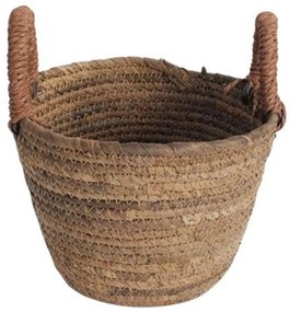 Καλάθι Από Φύλλο Μπανανιάς 00.06.61399 Φ20x15-21,5cm Ψάθινο Natural-Brown Mat