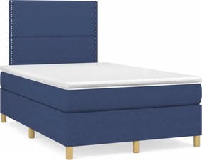 vidaXL Κρεβάτι Boxspring με Στρώμα Μπλε 120x200 εκ. Υφασμάτινο