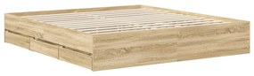 vidaXL Σκελετός Κρεβατιού Δρύς Sonoma 180 x 200 cm Μηχανήματος Ξύλο