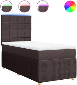 vidaXL Κρεβάτι Boxspring με Στρώμα Σκούρο Καφέ 100x200 εκ. Υφασμάτινο