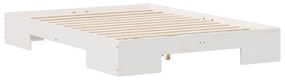 vidaXL Κρεβάτι δαπέδου Λευκό 140 x 190 εκ Μασίφ ξύλο πεύκου