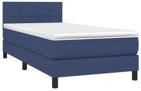 Κρεβάτι Boxspring με Στρώμα Μπλε 100 x 200 εκ. Υφασμάτινο - Μπλε