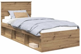 vidaXL Σκελετός Κρεβατιού Καρυδιά Χειροποίητης Εργασίας 75 x 190 cm