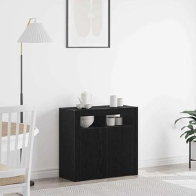 vidaXL Κονσόλα με LED Φώτα Μαύρο Δρυς 80x35x75 εκ από Ξύλο