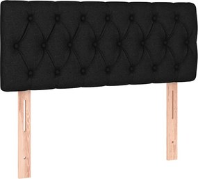 vidaXL Κρεβάτι Boxspring με Στρώμα &amp; LED Μαύρο 90x200 εκ. Υφασμάτινο