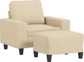 vidaXL Πολυθρόνα Κρεμ 60 εκ. Υφασμάτινη με Υποπόδιο