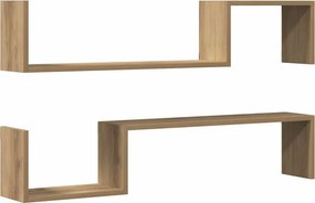 vidaXL Ραφιέρες Τοίχου 2 τεμ. Αρτισιανή Δρυς 100x15x20εκ. Επεξεργ Ξύλο