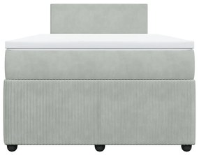 Κρεβάτι Boxspring με Στρώμα Ανοιχτό Γκρι 120x190 εκ. Βελούδινο - Γκρι