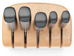 Σετ 5 μαχαιριών Brabantia Profile 1003298, Σκληρυμένος χάλυβας, ανθεκτικός στις γρατζουνιές και τη διάβρωση, Οξιά, Καφέ