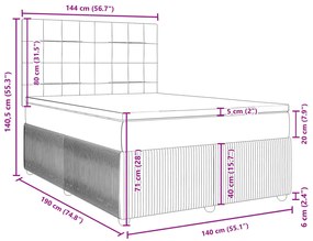 Κρεβάτι Boxspring με Στρώμα Μπλε 140x190 εκ. Υφασμάτινο - Μπλε