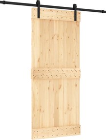 vidaXL Συρόμενη Πόρτα Φυσικό και Μαύρο 90 x 210 cm
