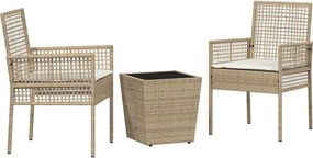 vidaXL Σετ Μπιστρό Κήπου 3 pcs Μπεζ συνθετικό ρατάν