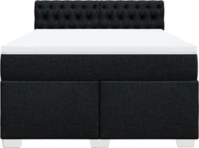 vidaXL Κρεβάτι Boxspring με Στρώμα Μαύρο 140x190 εκ. Υφασμάτινο
