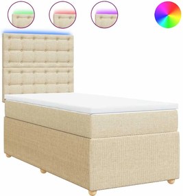 vidaXL Κρεβάτι Boxspring με Στρώμα Κρεμ 90x190 εκ.Υφασμάτινο