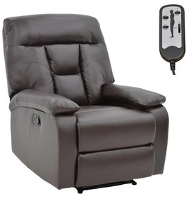 Πολυθρόνα relax με μηχανισμό massage Terpsi καφέ PU 80x94x100εκ