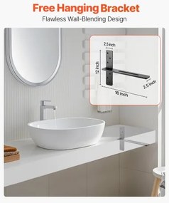VEVOR 2 Pcs Shelf Brackets 16 inch / 406.4 mm Heavy Duty Floating Shelf Brackets
