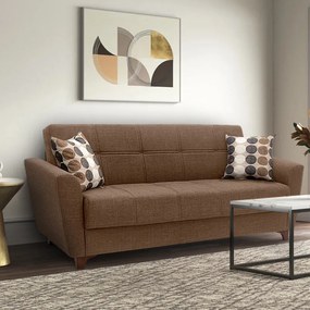 Καναπές - κρεβάτι Jason Megapap τριθέσιος υφασμάτινος με αποθηκευτικό χώρο σε σκούρο καφέ 216x85x91εκ. - Ύφασμα - GP014-0002,1