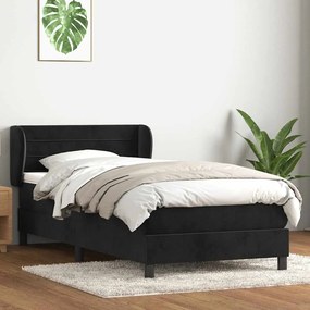 Box Spring Κρεβάτι με στρώμα Μαύρο 80x210 εκ. Βελούδινο