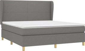 vidaXL Κρεβάτι Boxspring με Στρώμα Σκούρο Γκρι 180x200 εκ Υφασμάτιν