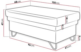 Σκαμπό Comfivo 264, 105x67x45cm, 21 kg, Ταπισερί, Πόδια: Μέταλλο, Ξύλο, Τριανταφυλλί, Βελούδινο | Epipla1.gr