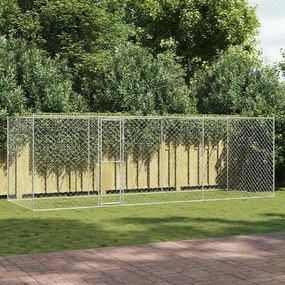 vidaXL Κλουβί σκύλου Ασημί 600 x 200 x 256 εκ. Επικαλυμμένος Χάλυβας