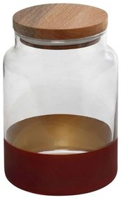 Βάζο Αποθήκευσης Με Καπάκι Alfa RAB638 890ml Φ10x14,5cm Red-Gold Espiel Wood, Glass