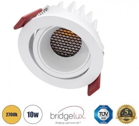 Χωνευτό Σποτ Downlight LED TrimLess 10W Κινούμενο-Λευκό-Θερμό 2700K LEO-R 60285 Globostar 60285 Λευκό