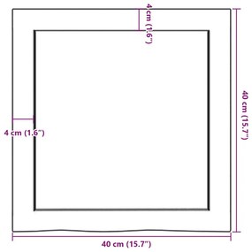 Ράφι Τοίχου 40x40x(2-6) εκ. από Ακατέργαστο Μασίφ Ξύλο Δρυός - Καφέ