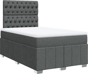 vidaXL Κρεβάτι Boxspring με Στρώμα Σκούρο Γκρι 120x190 εκ Υφασμάτινο