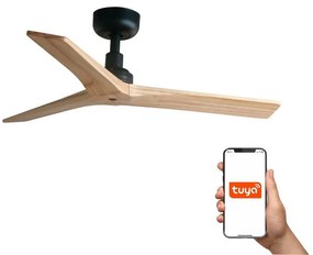 Ανεμιστήρας Οροφής Klim S 34284WT Tuya Smart D92,5cm Black-Light Oak Faro Barcelona