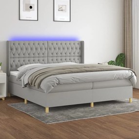 ΚΡΕΒΑΤΙ BOXSPRING ΜΕ ΣΤΡΩΜΑ &amp; LED ΑΝ.ΓΚΡΙ 200X200ΕΚ. ΥΦΑΣΜΑΤΙΝΟ 3139141