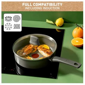 Τηγάνι βαθύ Tefal C4243253 STP24LID, 24 cm, Κεραμική επίστρωση, Thermo-Signal, Thermo-Fusion, Thermo-Spot, Induction, Γκρι