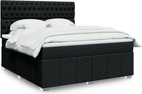 vidaXL Κρεβάτι Boxspring με Στρώμα Μαύρο 180x200 εκ. Υφασμάτινο