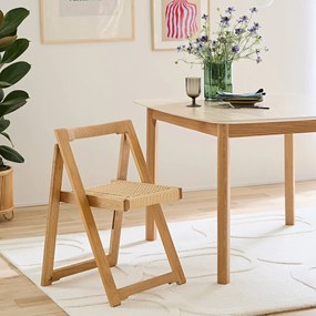 Σετ 2 πτυσσόμενες καρέκλες, δρύς και σχοινί, Donna
