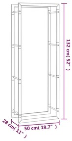 vidaXL Ραφιέρα Καυσόξυλων Ματ Μαύρο 50x28x132 εκ. Ατσάλι