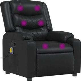 vidaXL Πολυθρόνα Μασάζ Ανακλινόμενη Μαύρη από Συνθετικό Δέρμα