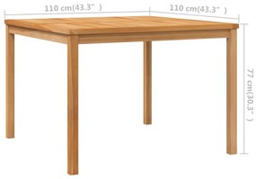 vidaXL Τραπεζαρία Κήπου 110 x 110 x 77 εκ. από Μασίφ Ξύλο Teak