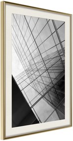 Αφίσα - Steel and Glass (Grey) - 30x45 - Χρυσό - Με πασπαρτού