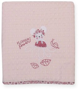 Κουβέρτα Βρεφική Πικέ Flower Power Pink Nef-Nef Cradle 110x150cm 100% Cotton