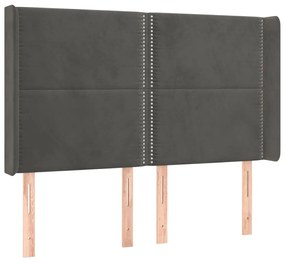 Κεφαλάρι με Πτερύγια Σκούρο Γκρι 147x16x118/128εκ.Βελούδινο 3119489