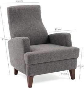 Wing Chair Kana Bergere - Dark Grey Dark Grey
