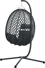 vidaXL Κρεμαστή καρέκλα αυγό Ανθρακί και μαύρο 104 x 100 x 191 εκ