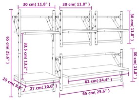 Ράφια Τοίχου Σετ 4 τεμ. με Μπάρες Sonoma Δρυς από Επεξεργ. ξύλο - Καφέ
